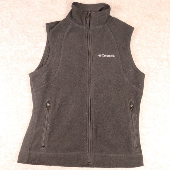 Columbia Fleece Vest Men's Black Full Zip Sleeveless Outdoor & Hiking Size Large - Picture 1 of 7